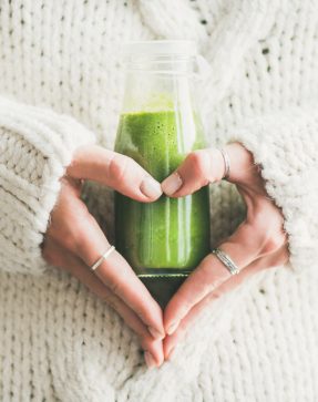 Winter seasonal smoothie drink detox in bottle